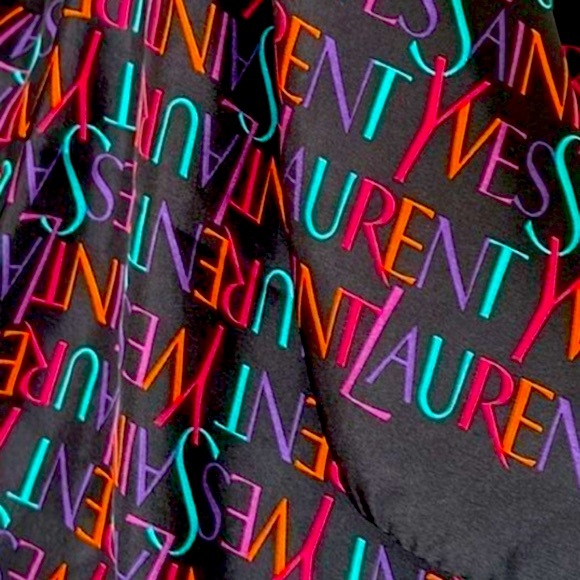 Brand New in the Box! YSL Saint Laurent Logo 100% Organic Silk Scarf SHAWL - Picture 8 of 16